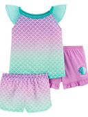 Multi - Toddler 3-Piece Mermaid Loose Fit Poly Pajamas