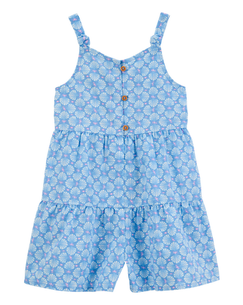 Toddler Tropical Print Button-Down Romper - Blue, 