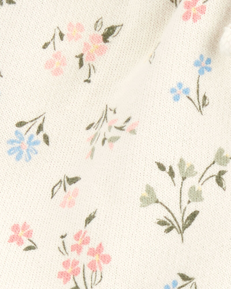 Baby Floral Pull-On French Terry Shorts - Ivory, image 3 of 4 slides