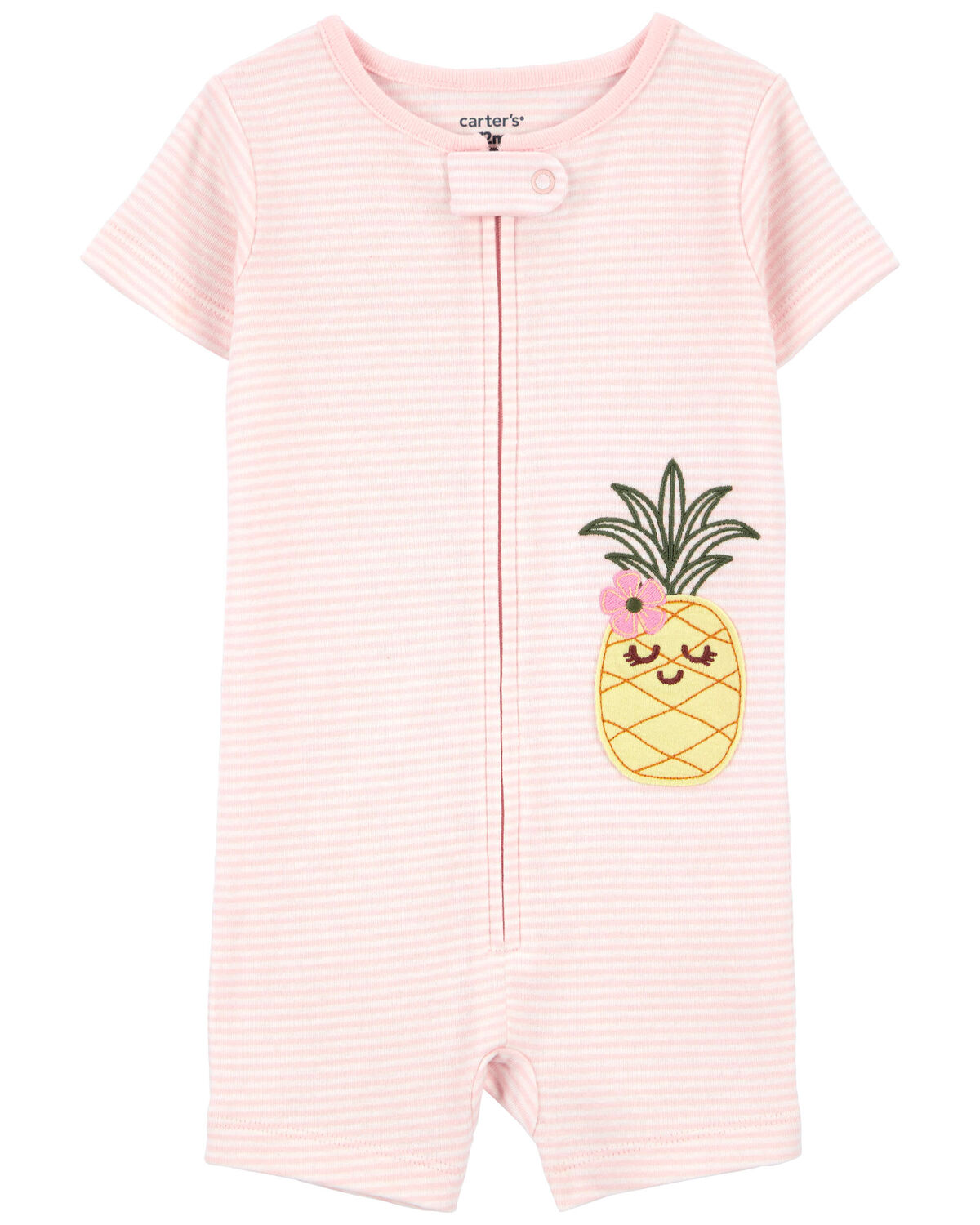 Pink Toddler 1Piece Pineapple 100 Snug Fit Cotton Romper Pajamas