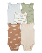 Baby 5-Pack Animals Sleeveless Bodysuits, image 1 of 7 slides