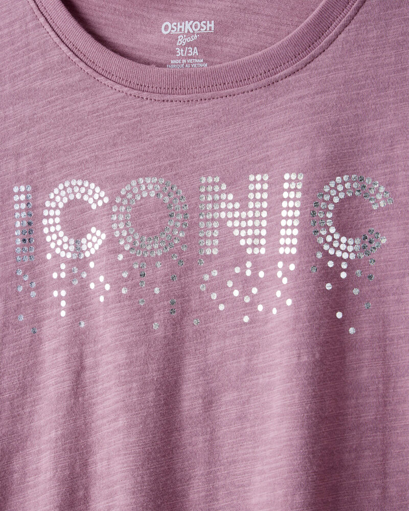 Girls Iconic Cotton Short-Sleeve Graphic Tee - Purple, image 2 of 4 slides