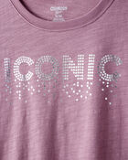 Girls Iconic Cotton Short-Sleeve Graphic Tee - Purple, image 2 of 4 slides