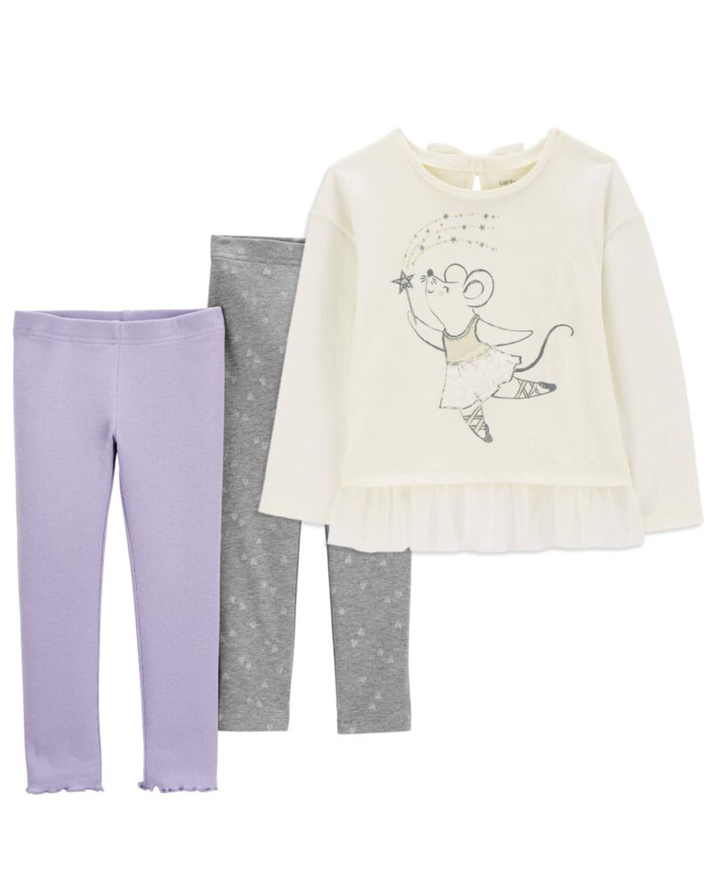 Toddler 3-Piece Peplum Top & Glitter Leggings Set, image 1 of 6 slides