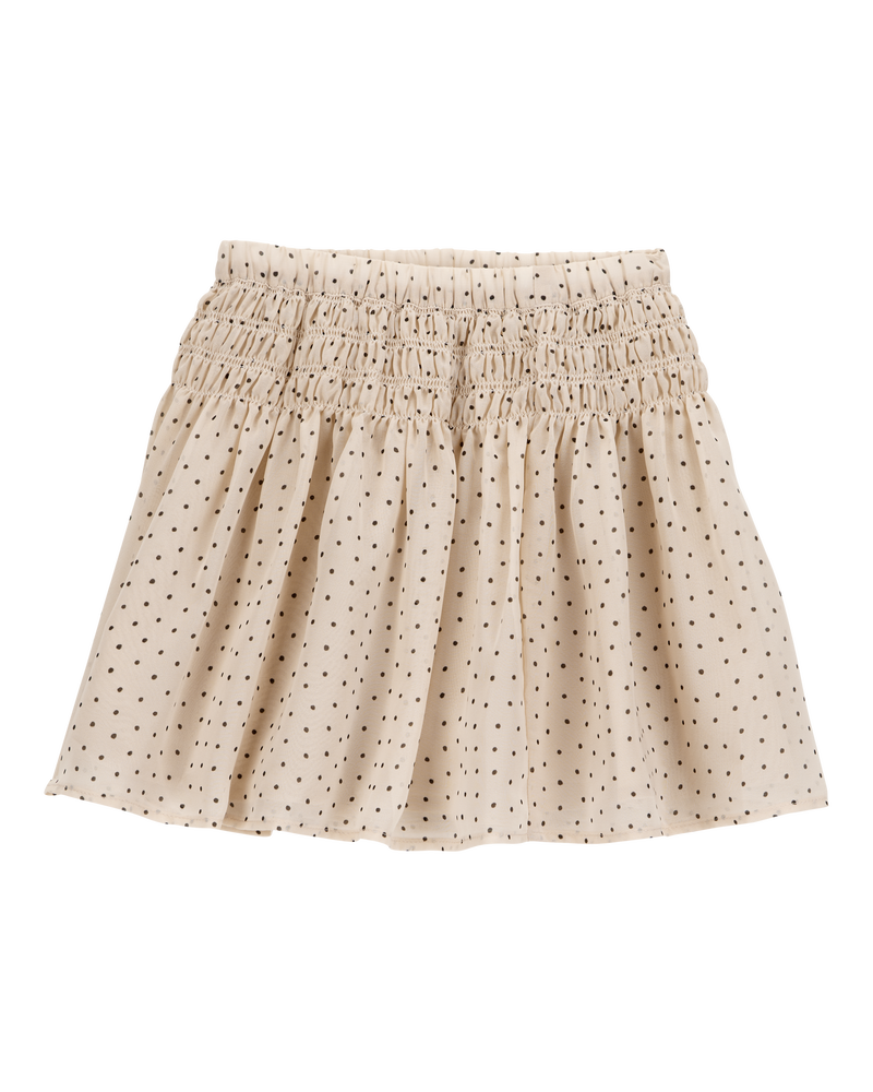 Kid Polka Dot Chiffon Skirt - Tan, image 1 of 3 slides