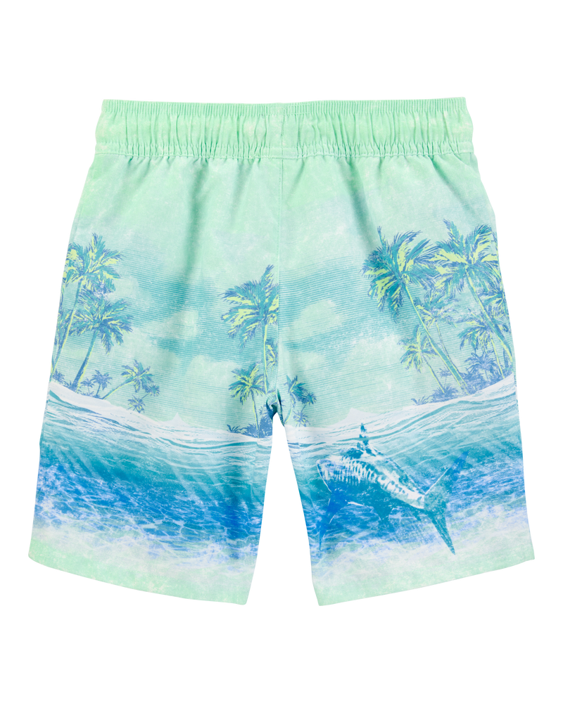 Boys Shark Print  Swim Trunks, image 2 of 5 slides