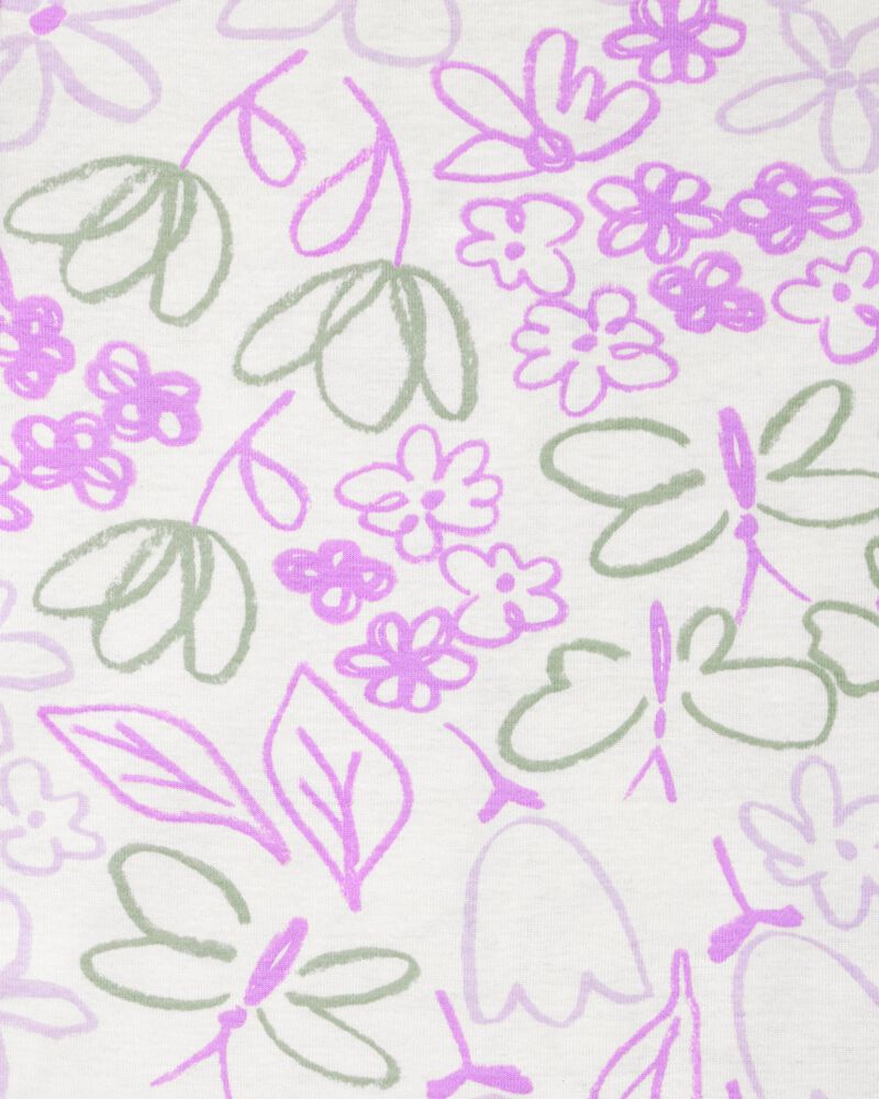 Kid 4-Piece Floral Butterfly Cotton Pajamas, image 6 of 7 slides