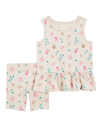 Baby 2-Piece Sea Creature Tank & Bike Short Set - Tan, 