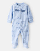 Baby Boy Firetruck Print Loose Fit Long-Sleeve Sleep & Play - Blue, image 1 of 4 slides