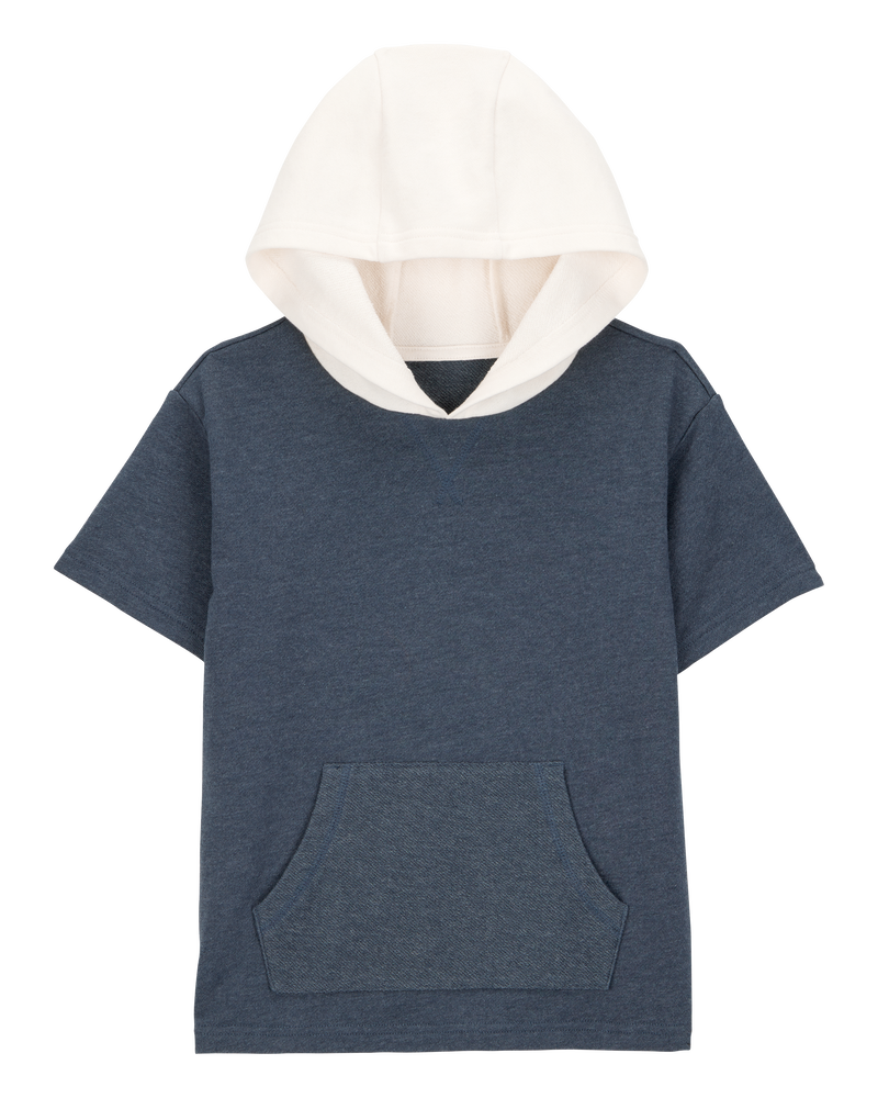 Kid Hooded French Terry Short-Sleeve Tee - Grey, image 1 of 3 slides