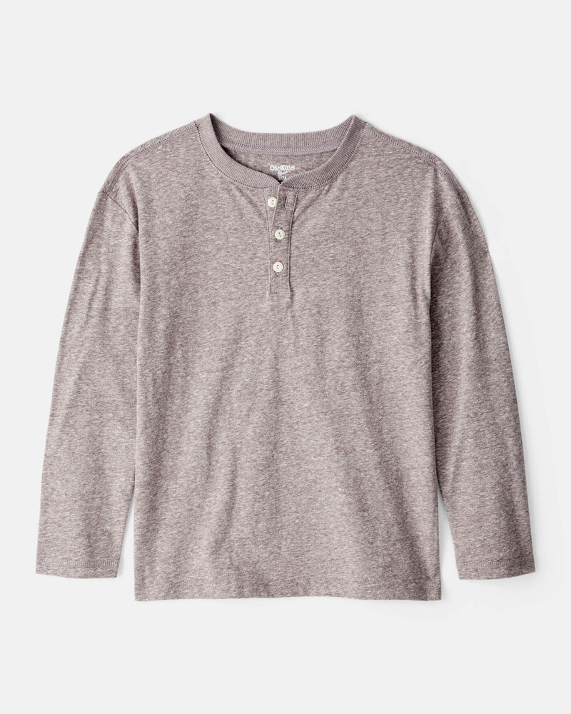 Boys Long-Sleeve Henley - Brown, image 1 of 3 slides
