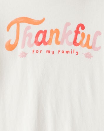 Girls Thankful Long-Sleeve Graphic Tee - White, 