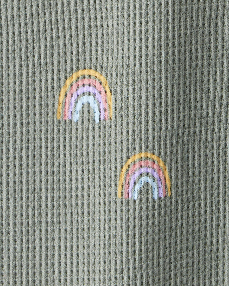 Baby Waffle Knit Sleep & Play Pajamas in Magical Rainbow Print Made with Organic Cotton, image 3 of 5 slides