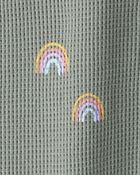 Baby Waffle Knit Sleep & Play Pajamas in Magical Rainbow Print Made with Organic Cotton, image 3 of 5 slides