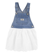 Baby Eyelet Denim Jumper Dress, image 1 of 7 slides