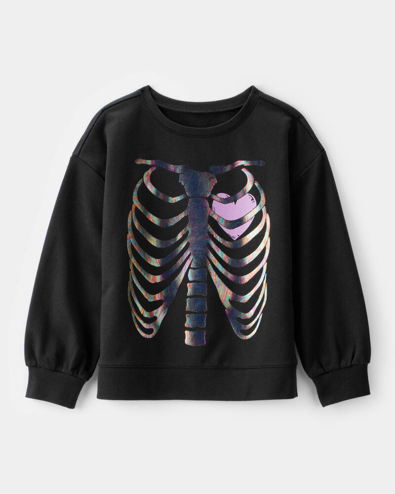 Kid Metallic Skeleton Long-Sleeve Graphic Tee - Black, image 1 of 3 slides