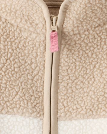 Toddler Girl Color Block Zip-Up Jacket - Brown, 