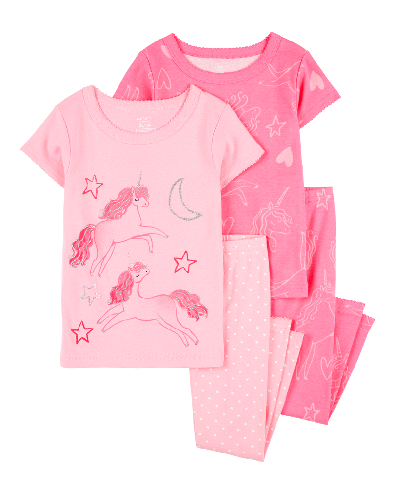 Toddler 4-Piece Unicorn Cotton Pajamas, image 1 of 4 slides