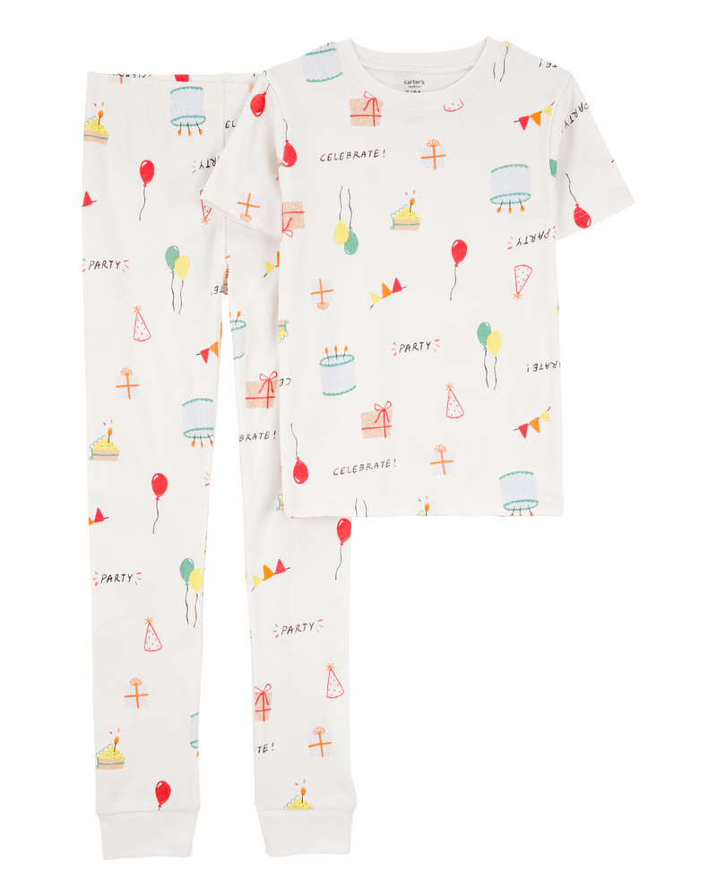 Kid 2-Piece Birthday 100% Snug Fit Cotton Pajamas - Ivory, image 1 of 3 slides