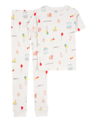 Kid 2-Piece Birthday 100% Snug Fit Cotton Pajamas - Ivory, image 1 of 3 slides