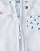 Baby Floral 2-Way Zip Ribbed Sleep & Play Pajamas, image 3 of 6 slides