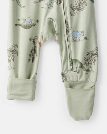 Baby Boy Dinosaur Print PurelySoft Long-Sleeve Sleep & Play - Green, 