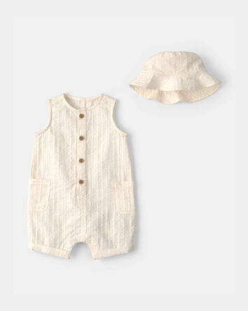 Baby Seersucker Romper - Cream, 