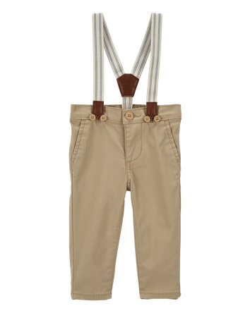 Baby Twill Suspender Pants, 