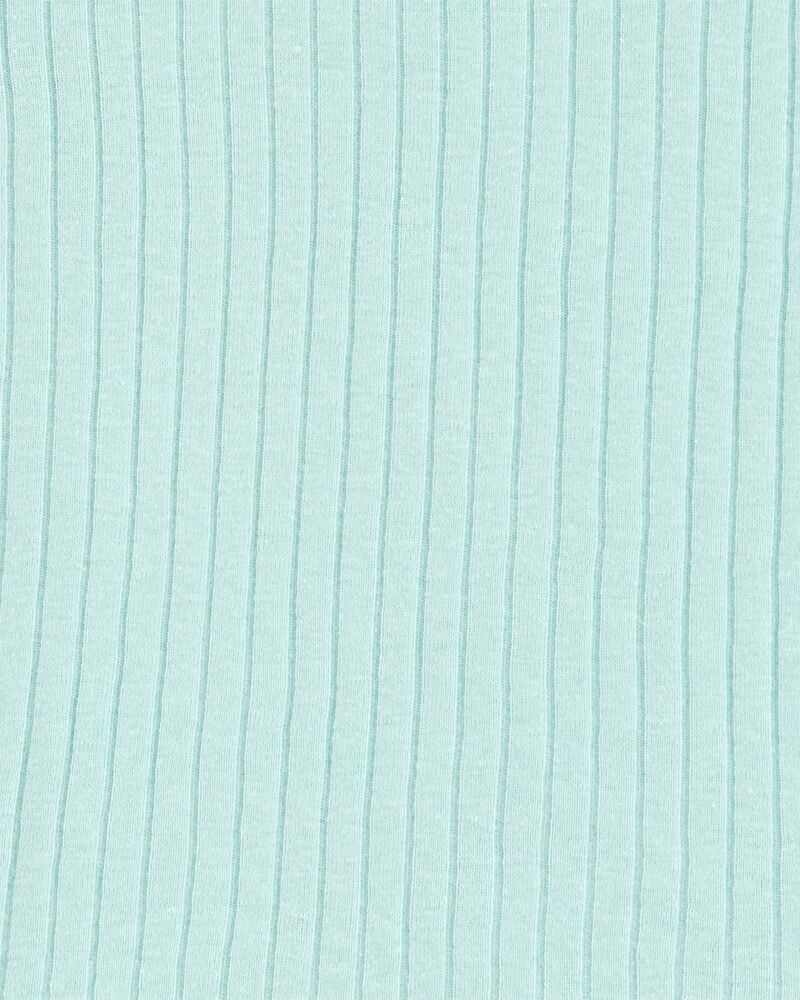 Kid Solid Ribbed Cotton Blend 2-Piece Pajamas - Teal, image 2 of 3 slides