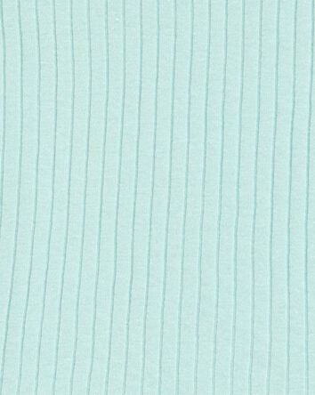 Kid Solid Ribbed Cotton Blend 2-Piece Pajamas - Teal, 