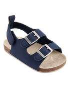 Baby Buckle Faux Cork Sandals  - Navy, image 1 of 7 slides
