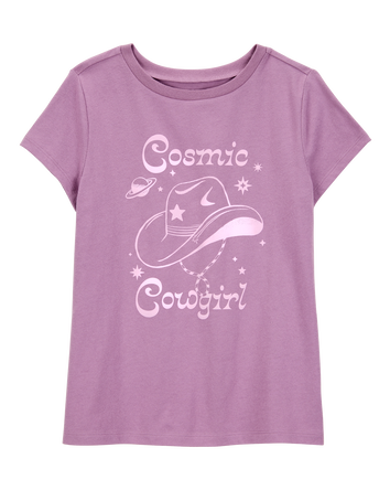 Kid Cosmic Cowgirl Short-Sleeve Graphic Tee - Purple, 