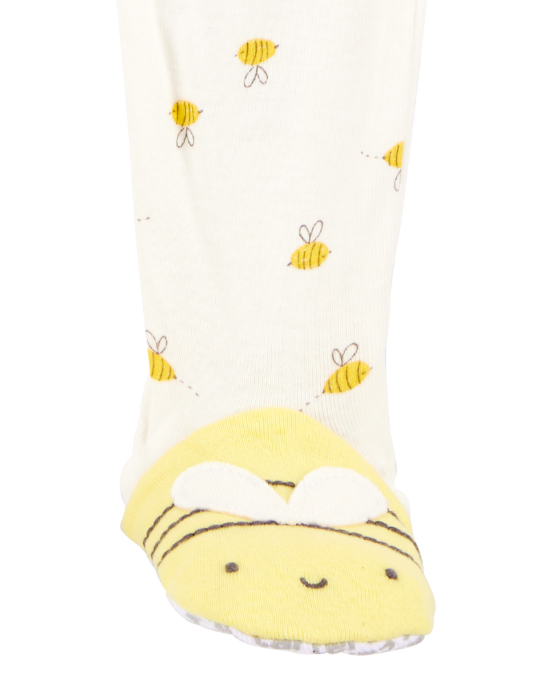 Baby Girl Bee Snug Fit Cotton Footie 1-Piece Pajamas, image 2 of 4 slides