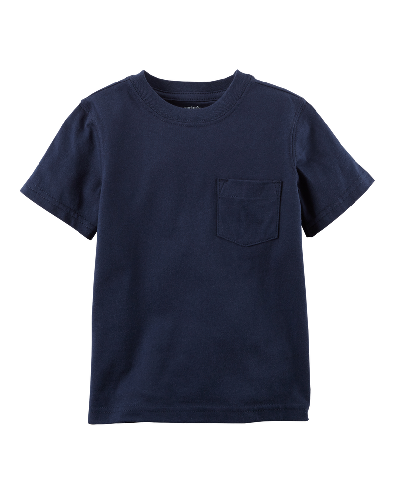 Baby Solid Short-Sleeve Pocket Tee - Navy, image 1 of 2 slides