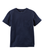 Baby Solid Short-Sleeve Pocket Tee - Navy, image 1 of 2 slides