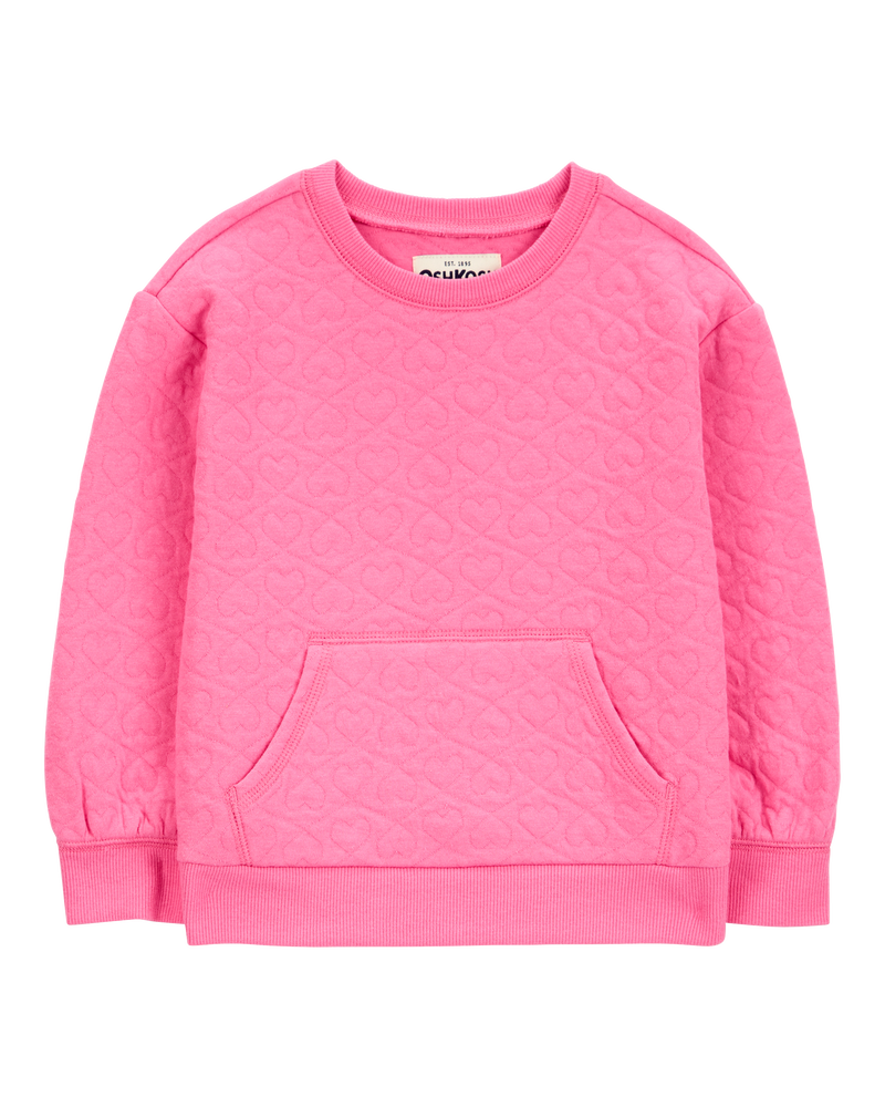 Baby Quilted Heart Cotton Blend Pullover - Pink, image 1 of 4 slides