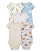 Baby Boy 5-Pack Kangaroo Cloud Short-Sleeve Bodysuits, image 1 of 8 slides