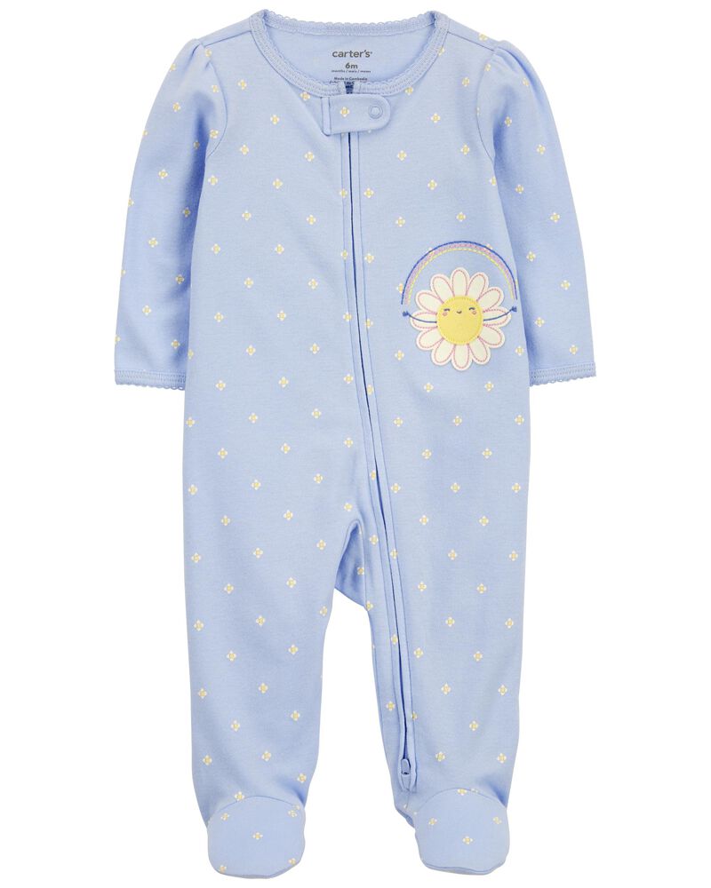 Baby 2-Way Zip Polka Dot Cotton Sleep & Play Pajamas, image 1 of 4 slides
