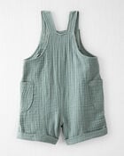 Baby Organic Cotton Gauze Shortalls in Green, image 2 of 6 slides