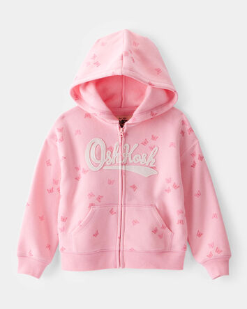 Toddler Butterfly Print OshKosh Logo Zip Jacket - Pink, 