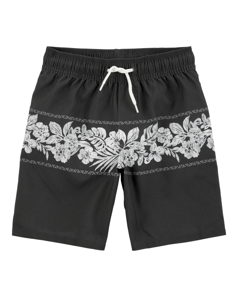 Kid Tropical Swim Trunks-Black, image 1 of 4 slides