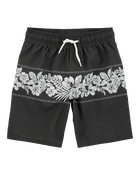 Kid Tropical Swim Trunks-Black, image 1 of 4 slides