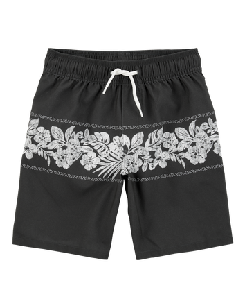 Kid Tropical Swim Trunks-Black, 