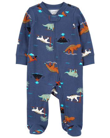 Baby Dinosaurs 2-Way Zip Cotton Sleep & Play Pajamas, 