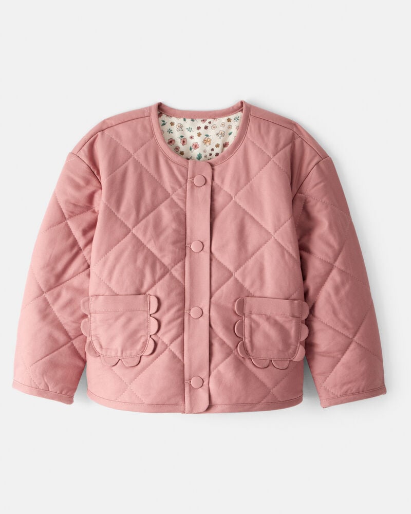 Toddler Girl Quilted Long-Sleeve Fashion Jacket - Pink, image 1 of 4 slides