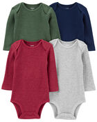 Baby 4-Pack Waffle Knit Bodysuits, image 1 of 5 slides