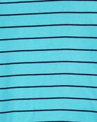 Kid 4-Piece Striped Dinosaur 100% Snug Fit Cotton Pajamas - Turquoise, image 3 of 4 slides