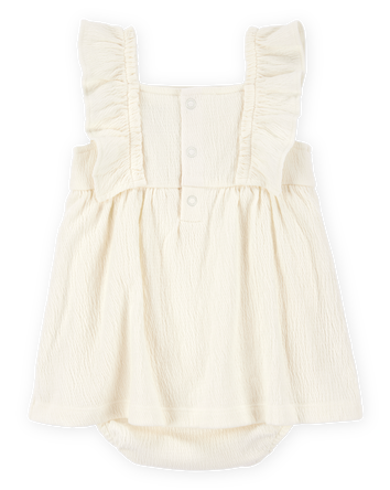 Baby Floral Flutter Bodysuit Dress - Ivory, 