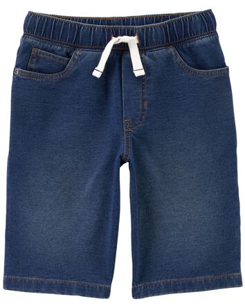 Kid Pull-On Knit Denim Shorts, 