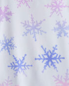 Girls Snowflake Print Fleece Long-Sleeve Loose Fit Night Gown - Blue, image 2 of 3 slides